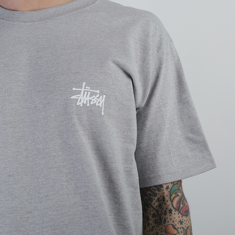 мужская серая футболка Stussy Basic Stussy Tee 1904339-grey heather - цена, описание, фото 2